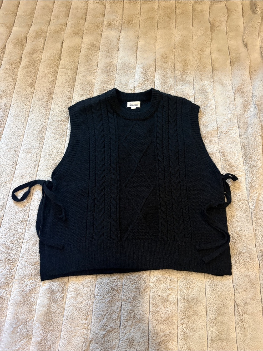 A New Day Black Cable Knit Side-Tie Sweater Vest